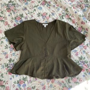 TOPSHOP Meghan Blouse- Olive Green